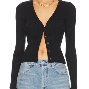 GOOD AMERICAN- Cozy Rib Cardigan in Black001